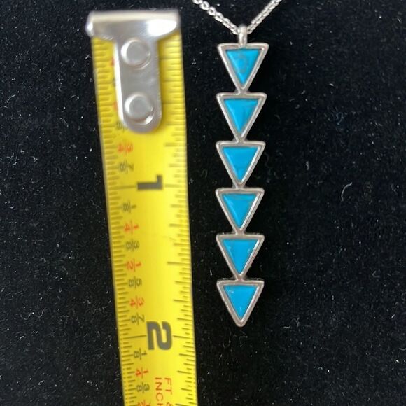 Silver-Tone Chain Necklace with Turquoise Inspired Arrow Pendant - Picture 4 of 4